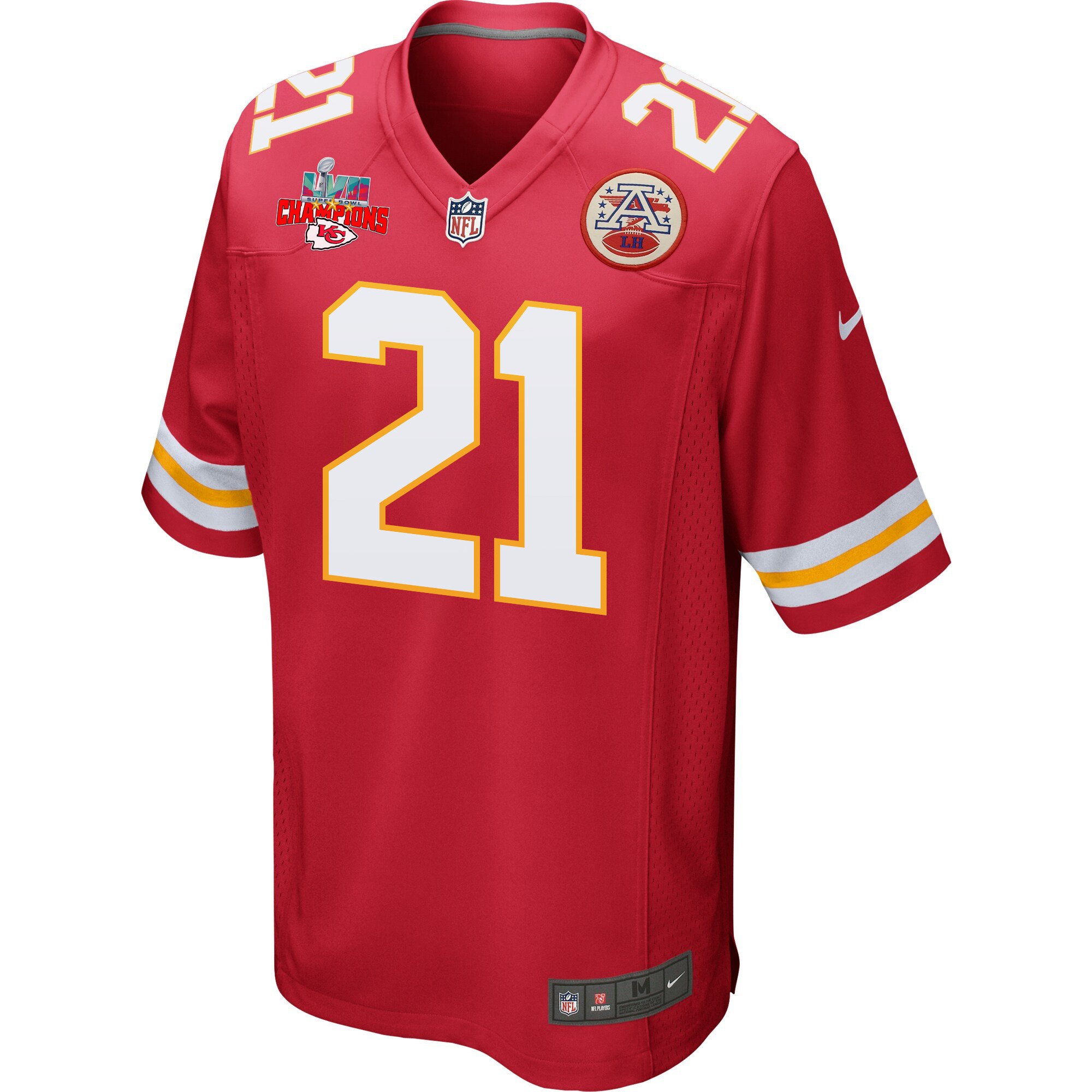 Trent McDuffie 21 Kansas City Chiefs Super Bowl LVII Champions 3 Stars Men Game Jersey - Red