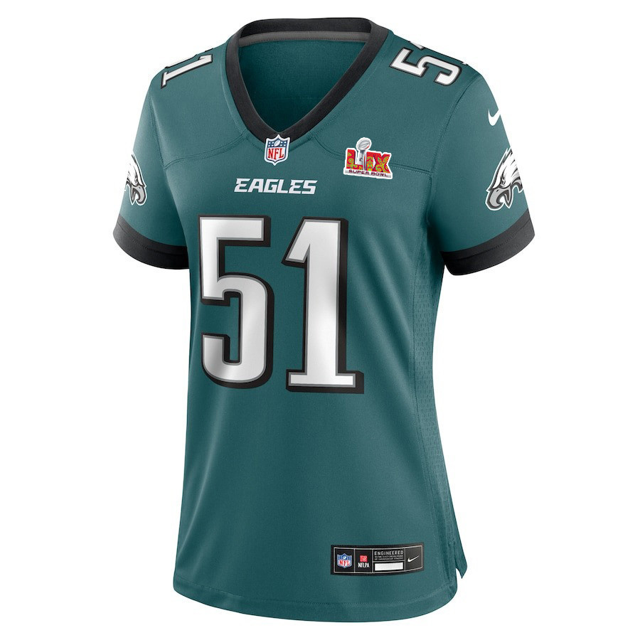 Cam Jurgens #51 Philadelphia Eagles Super Bowl LIX Women's Jersey - Midnight Green