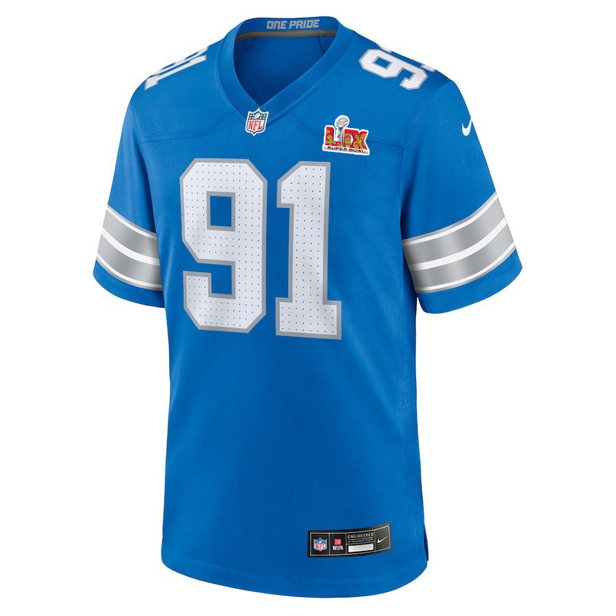 Levi Onwuzurike #91 Detroit Lions Super Bowl LIX Jersey - Men's - Blue