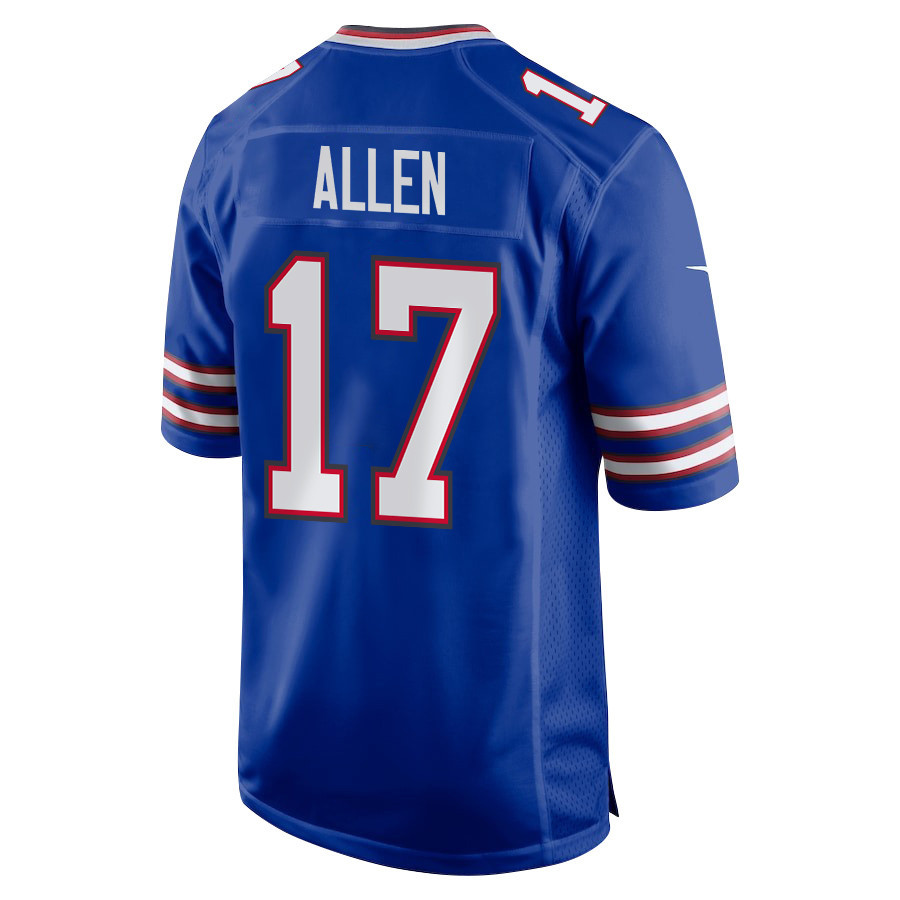 Josh Allen 17 Buffalo Bills Super Bowl LIX New Orleans Patch Game Men Jersey - Royal