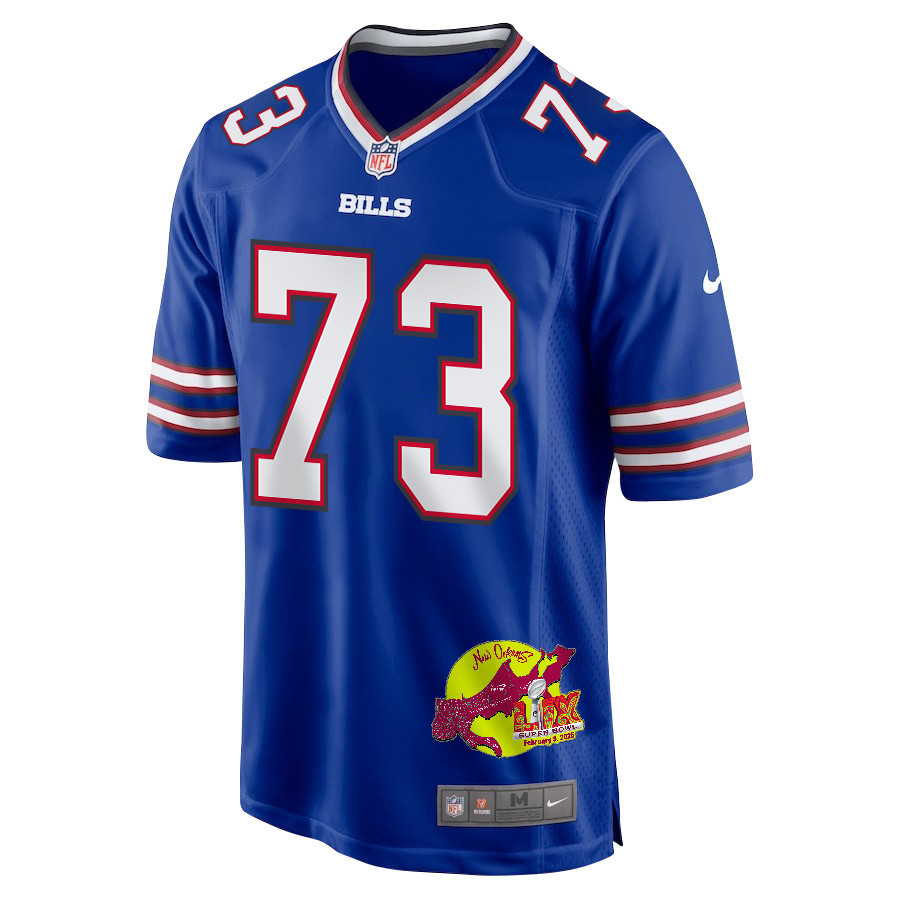 Dion Dawkins 73 Buffalo Bills Super Bowl LIX New Orleans Patch Game Men Jersey - Royal
