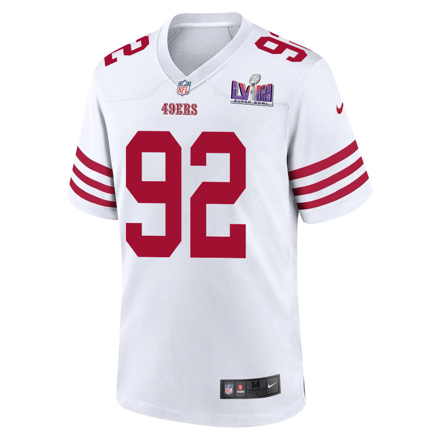 Chase Young 92 San Francisco 49ers Super Bowl LVIII Patch Game Men Jersey - White