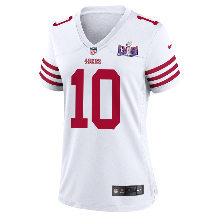 Ronnie Bell 10 San Francisco 49ers Super Bowl LVIII Patch Game Women Jersey - White
