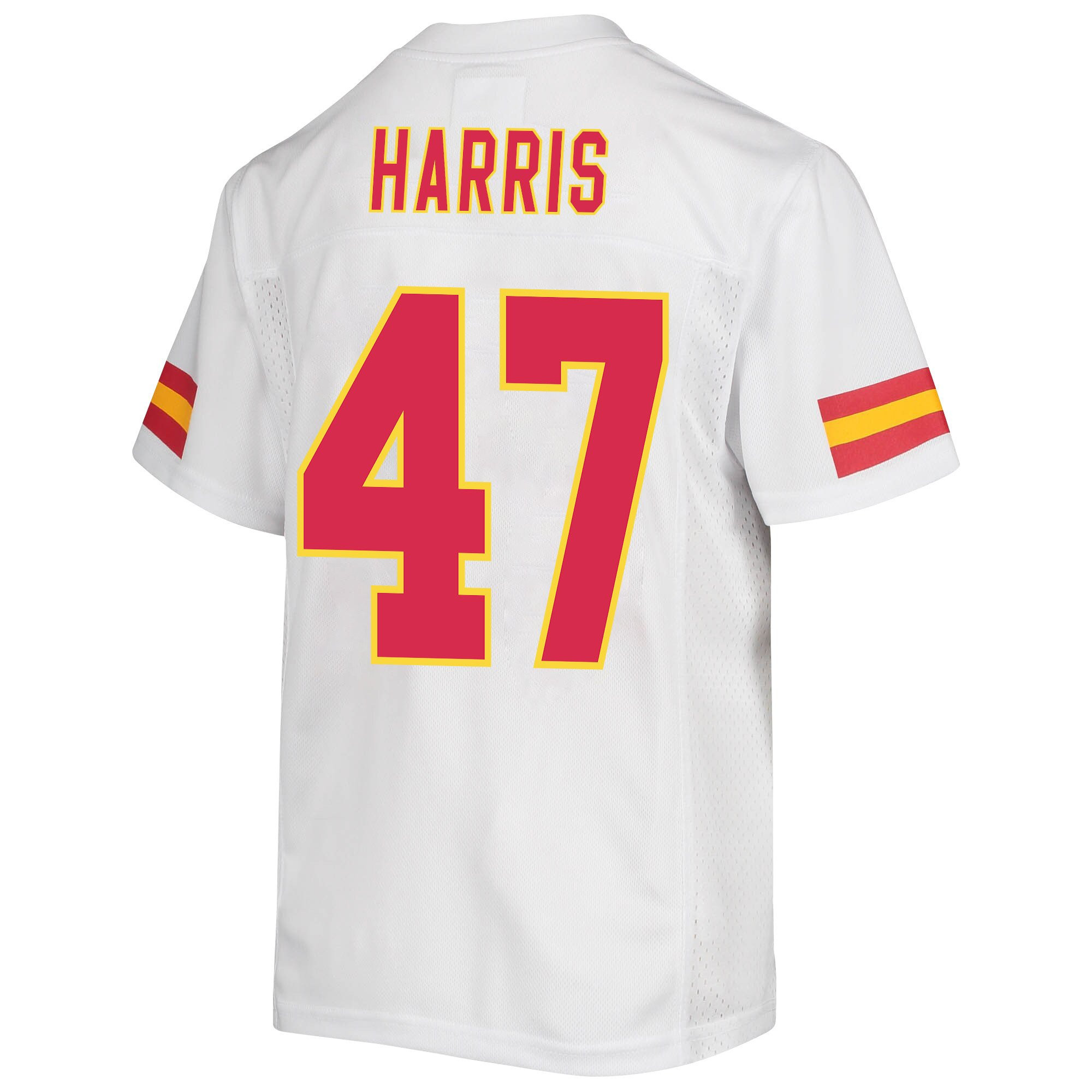 Darius Harris 47 Kansas City Chiefs Super Bowl LVII Champions Youth Game Jersey - White