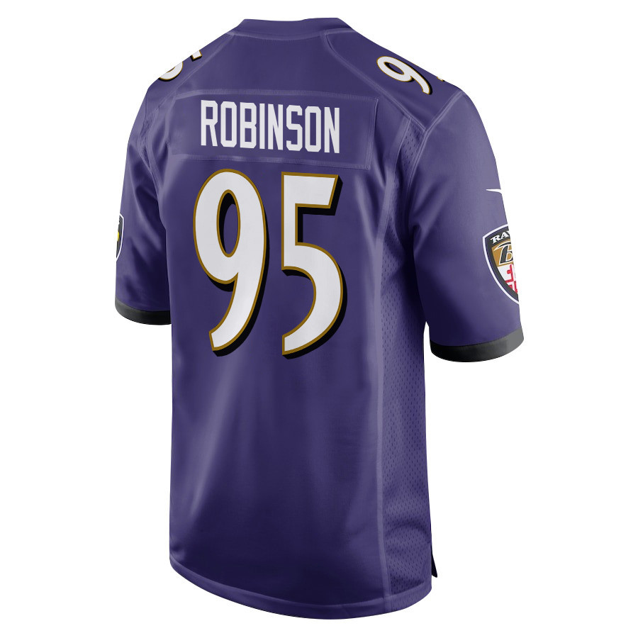 Tavius Robinson 95 Baltimore Ravens Super Bowl LIX New Orleans Patch Game Men Jersey - Purple
