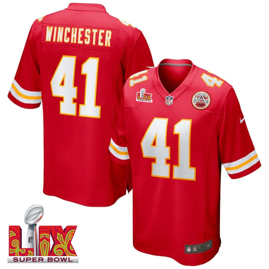James Winchester #41 Kansas City Chiefs Super Bowl LIX Jersey - Men's - Red
