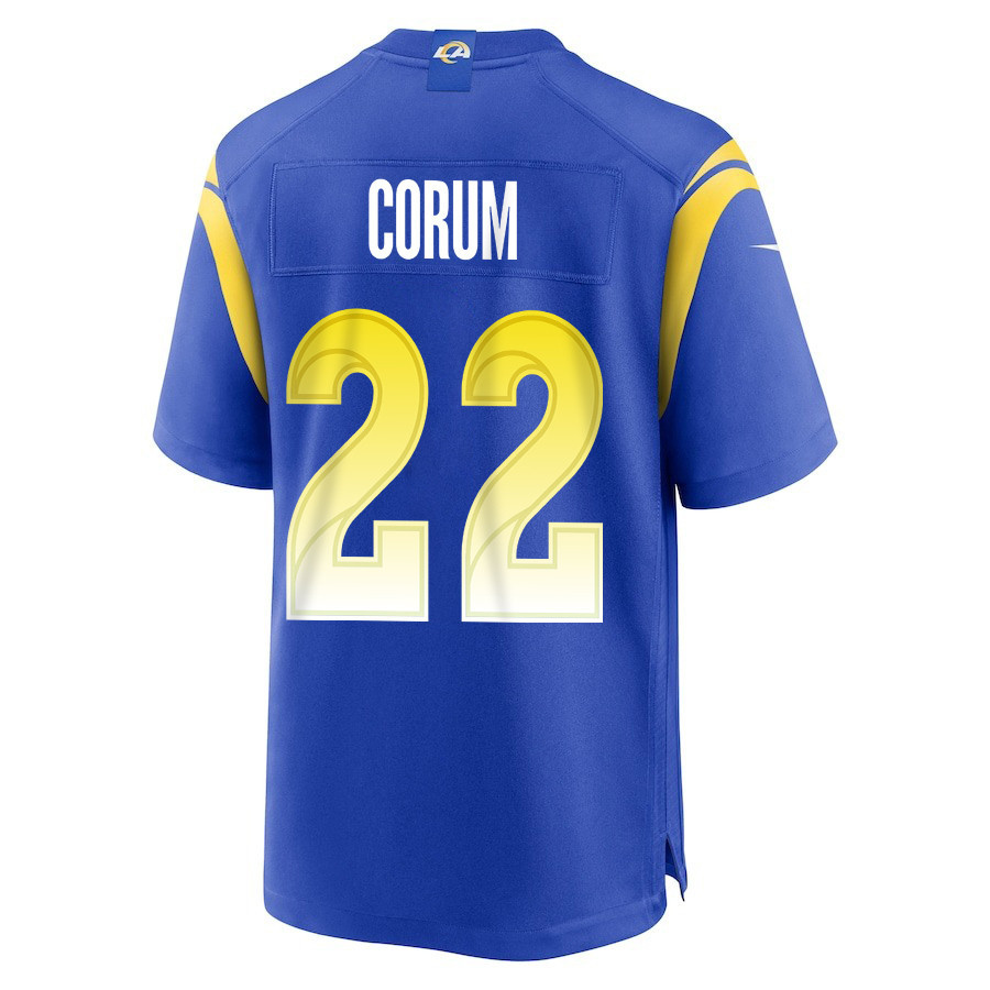 Blake Corum 22 Los Angeles Rams Super Bowl LIX New Orleans Patch Game Men Jersey - Royal