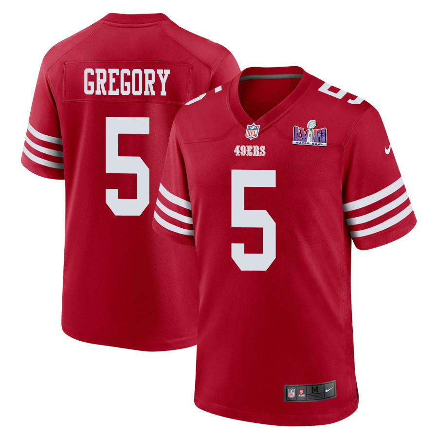 Randy Gregory 5 San Francisco 49ers Super Bowl LVIII Patch Game Men Jersey - Scarlet