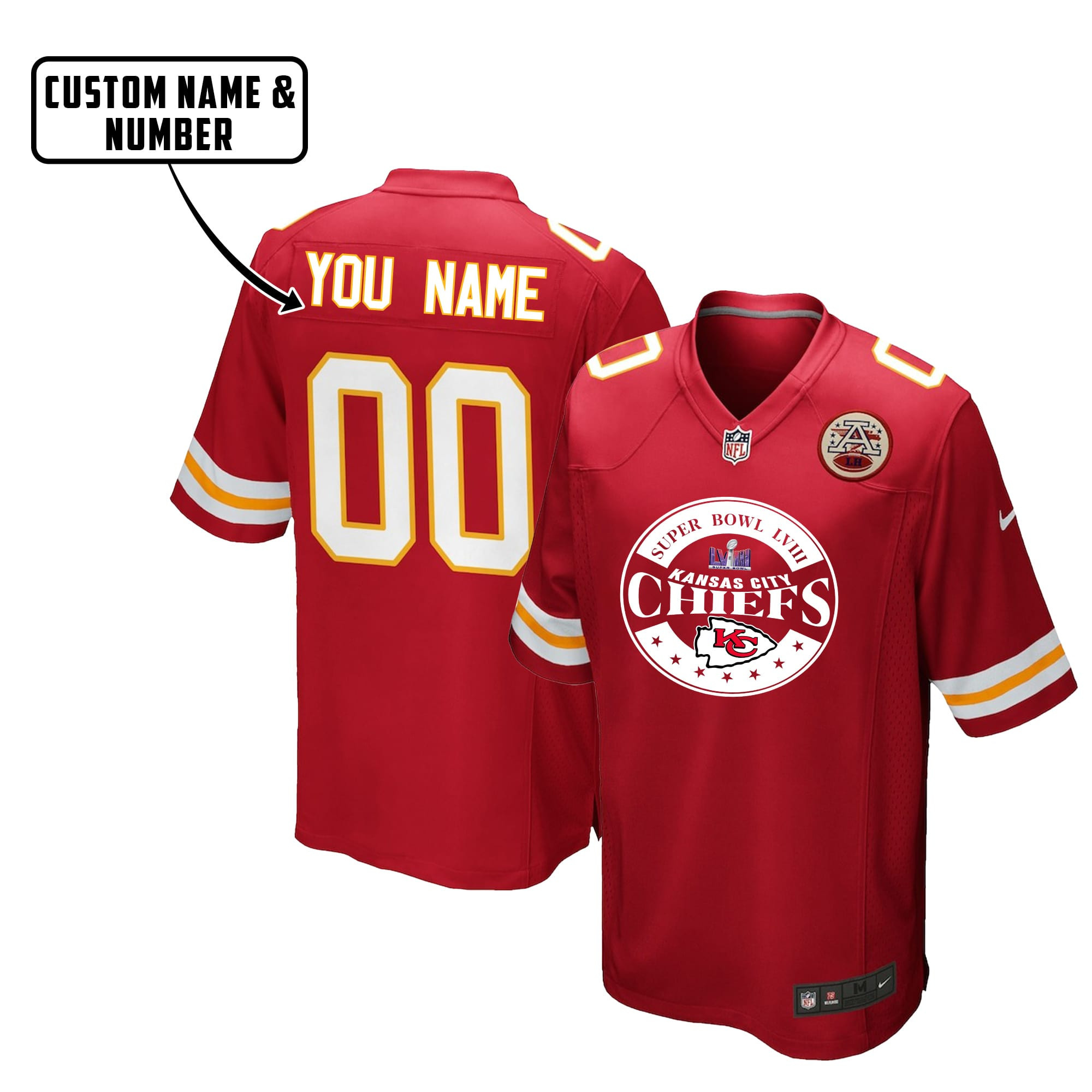 Kansas City Chiefs Super Bowl LVIII Circle Game Jersey - Men, Red V4