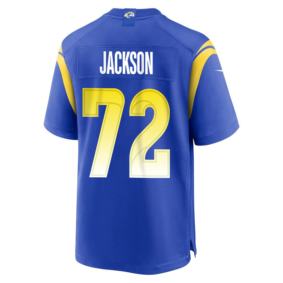 Jonah Jackson 72 Los Angeles Rams Super Bowl LIX New Orleans Patch Game Men Jersey - Royal