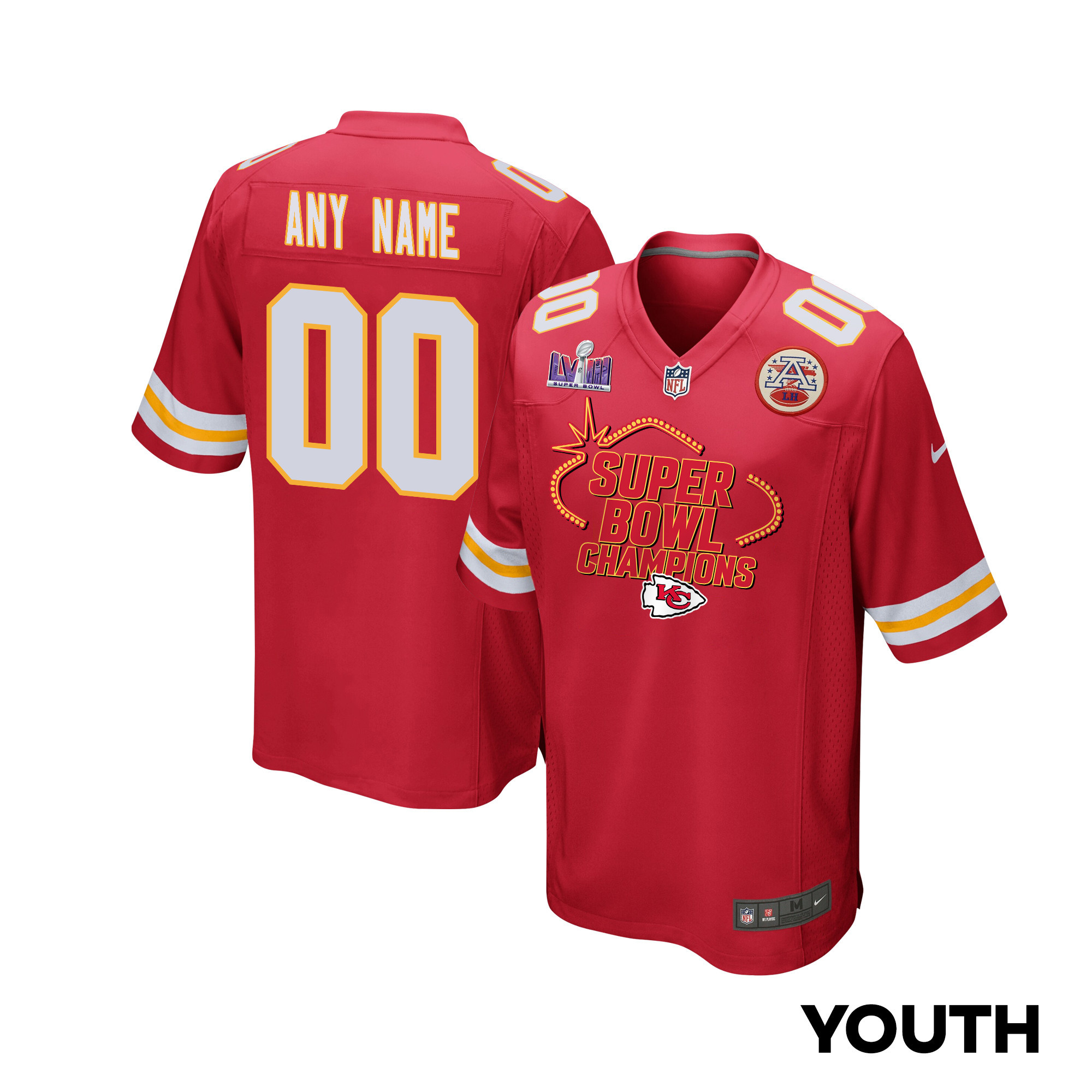 Kansas City Chiefs Super Bowl LVIII Champions Locker Room Trophy Collection Game YOUTH Jersey - Scarlet
