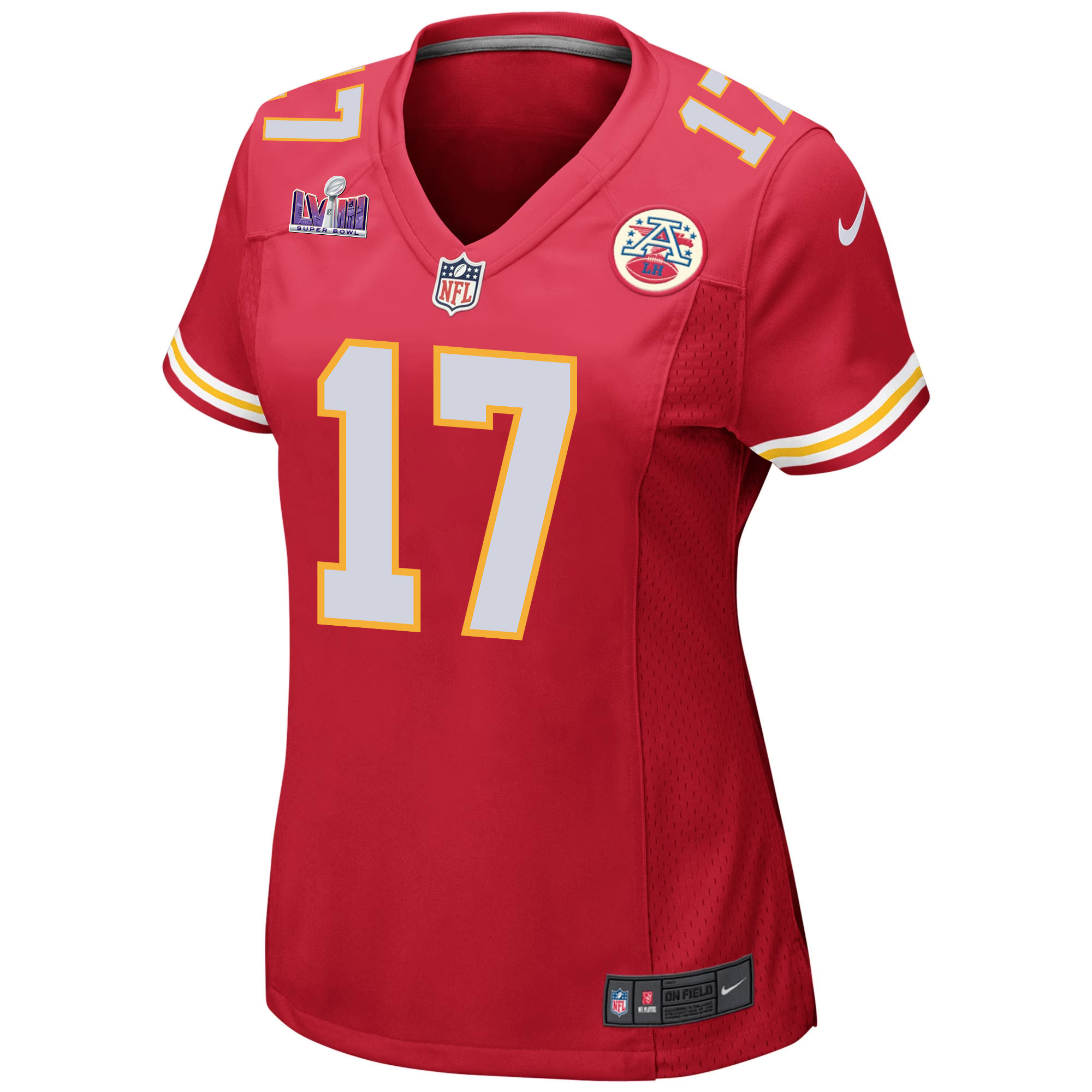 Richie James 17 Kansas City Chiefs Super Bowl LVIII Patch Game Women Jersey - Red