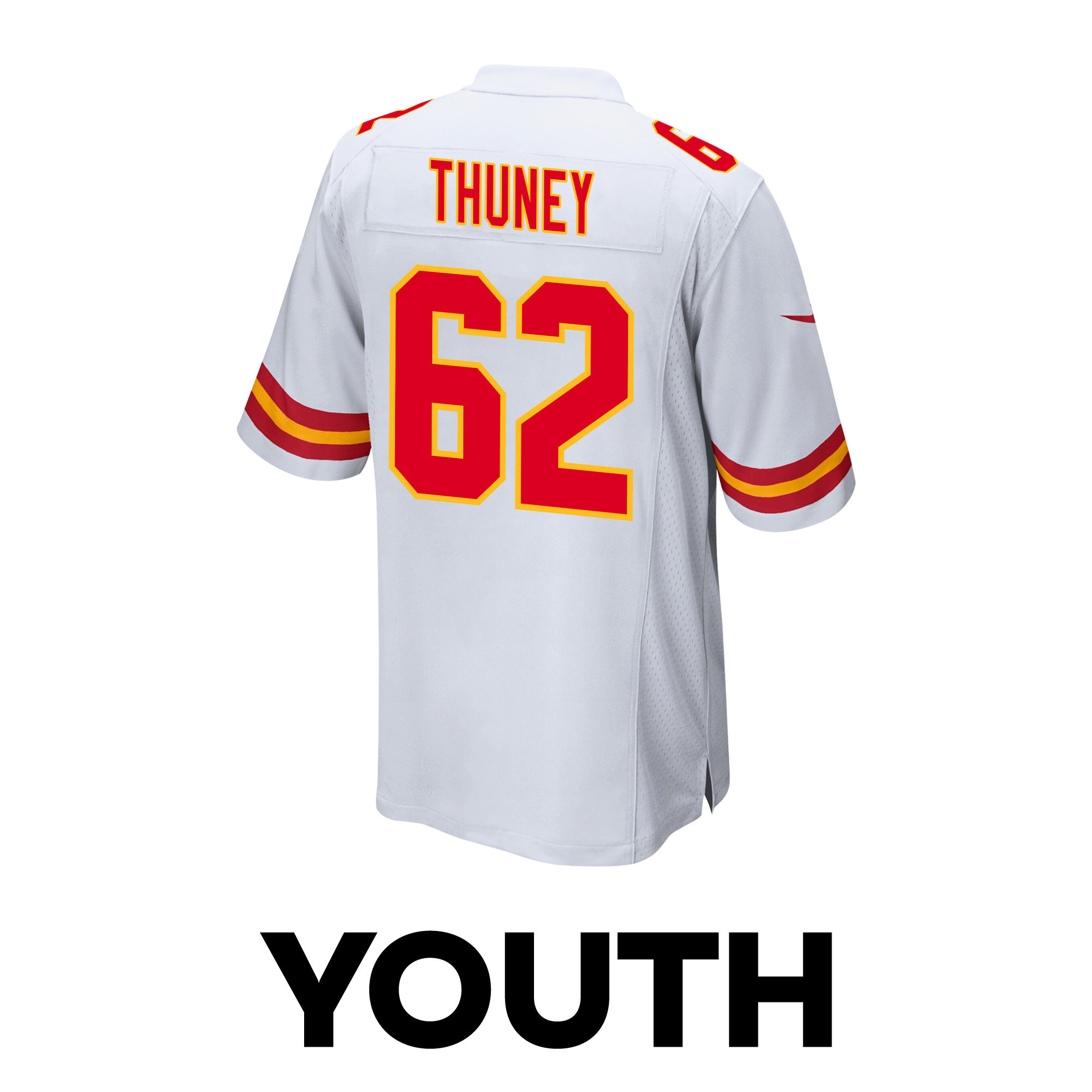 Joe Thuney 62 Kansas City Chiefs Super Bowl LVIII Patch Game YOUTH Jersey - White