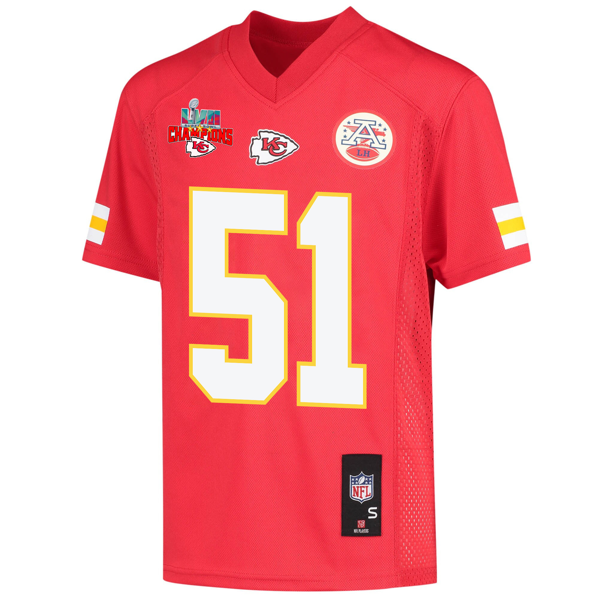Mike Danna 51 Kansas City Chiefs Super Bowl LVII Champions 3 Stars Youth Game Jersey - Red