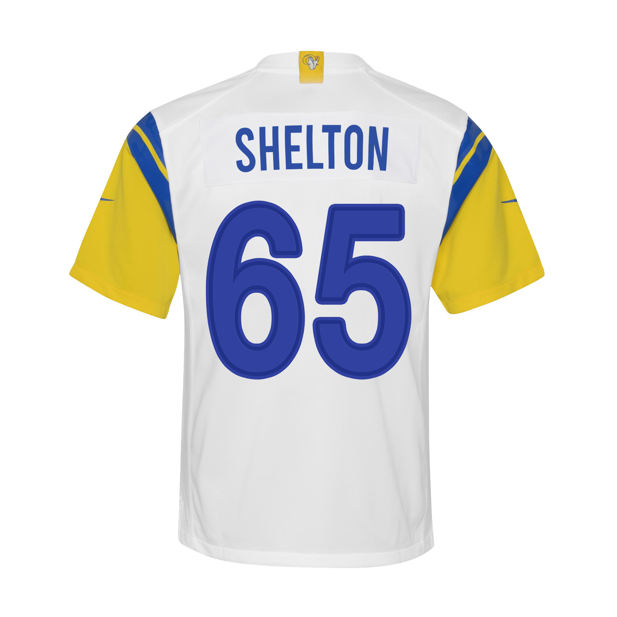 Super Bowl LVI Champions Los Angeles Rams Coleman Shelton 65 White Youth's Jersey Jersey