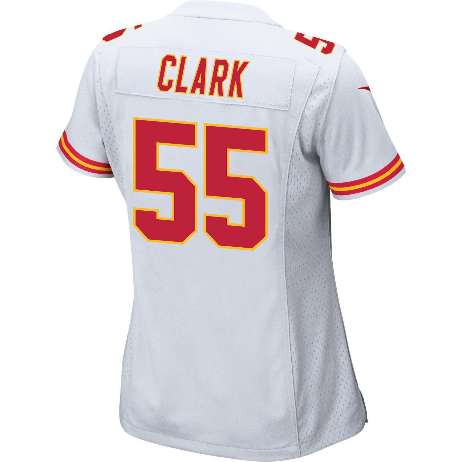 Frank Clark 55 Kansas City Chiefs Super Bowl LVII Champions 3 Stars Women Game Jersey - White