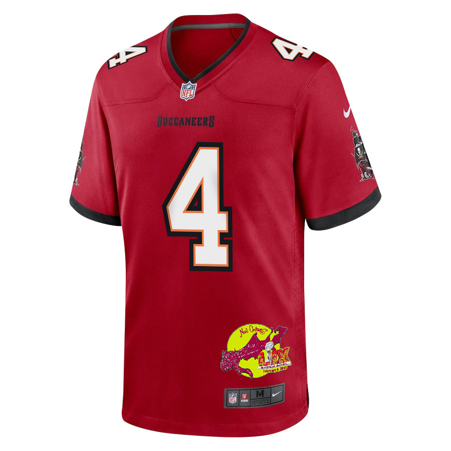 Chase McLaughlin 4 Tampa Bay Buccaneers Super Bowl LIX New Orleans Patch Game Men Jersey - Red