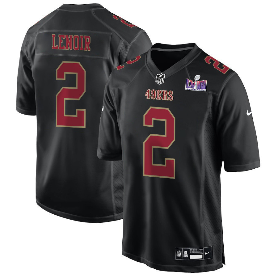 Deommodore Lenoir 2 San Francisco 49ers Super Bowl LVIII Patch Fashion Game Men Jersey - Carbon Black