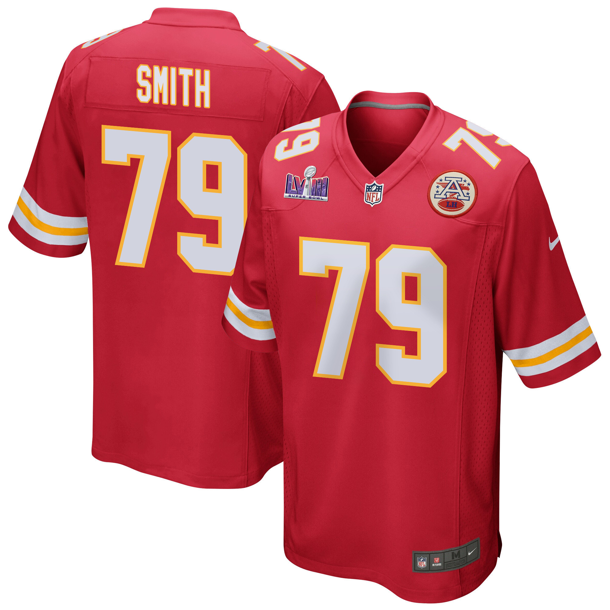 Donovan Smith 79 Kansas City Chiefs Super Bowl LVIII Patch Game Men Jersey - Red