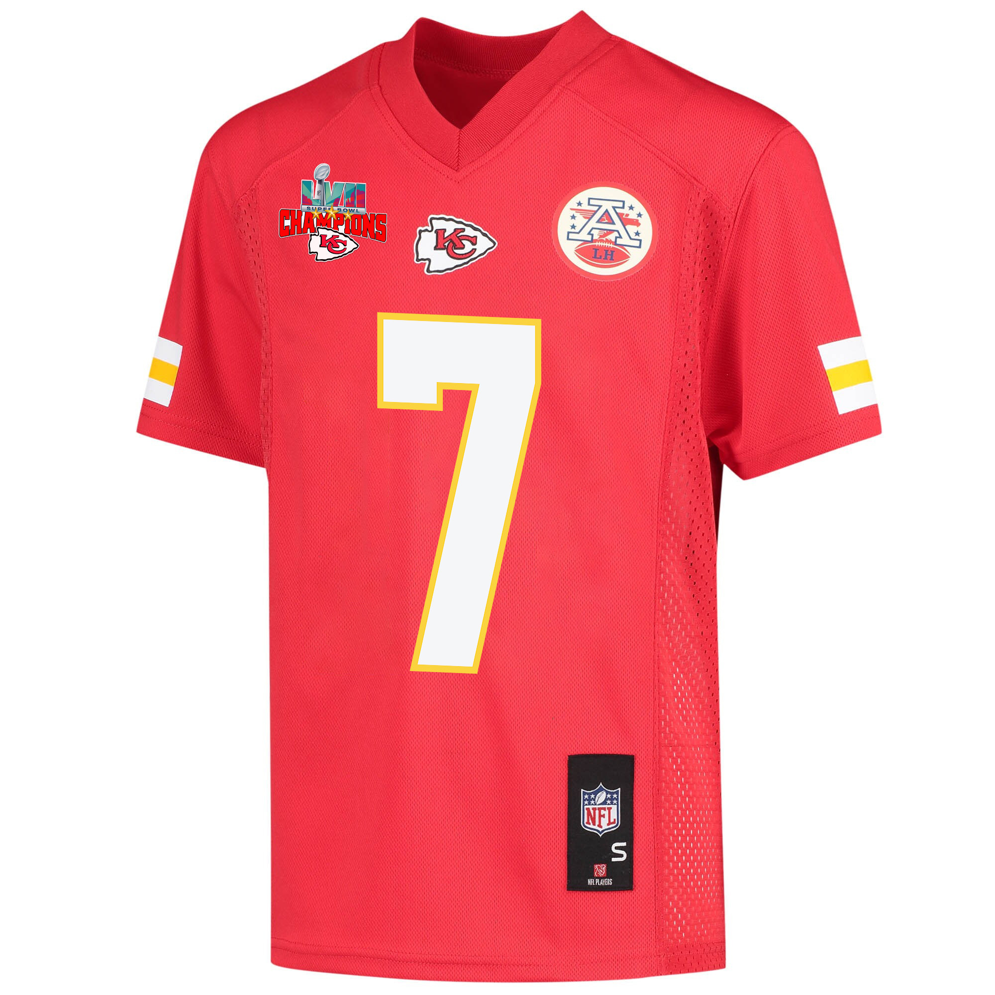 Harrison Butker 7 Kansas City Chiefs Super Bowl LVII Champions 3 Stars Youth Game Jersey - Red