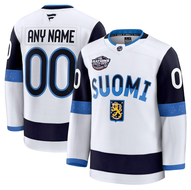 Finland Active Player Custom White 2025 4 Nations Face-Off Premium Stitched Jersey