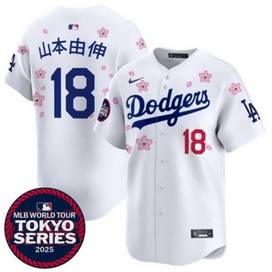 Los Angeles Dodgers 18 Yoshinobu Yamamoto Japanese Name White 2025 Tokyo Series Limited Stitched Baseball Jersey