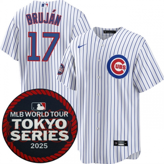 Chicago Cubs 17 Vidal Bruj E1n White 2025 World Tour Tokyo Series Home Stitched Baseball Jersey