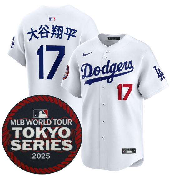 Los Angeles Dodgers 17 Shohei Ohtani White 2025 World Tour Tokyo Series Home Stitched Baseball Jerseys