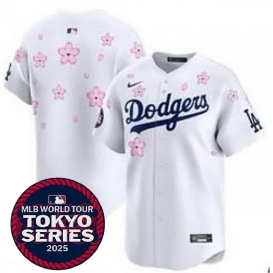 Los Angeles Dodgers Blank White 2025 Tokyo Series Limited Stitched Baseball Jersey