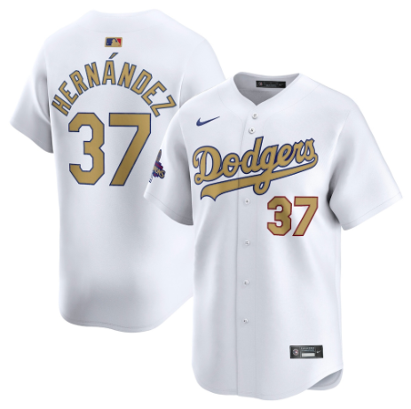 Los Angeles Dodgers Teoscar Hernandez White 2025 Gold Collection Limited Jersey