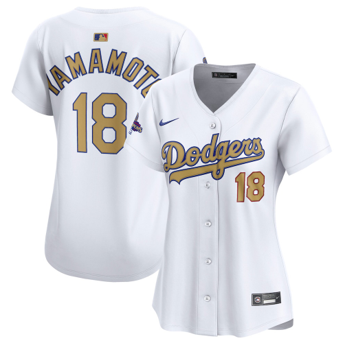 Women's Los Angeles Dodgers Yoshinobu Yamamoto White 2025 Gold Collection Limited Jersey