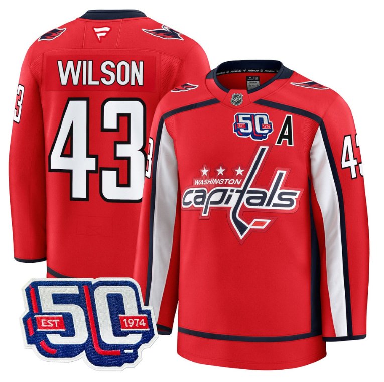 Men Tom Wilson Jersey #43 Washington Capitals 50th Anniversary Stitched Red
