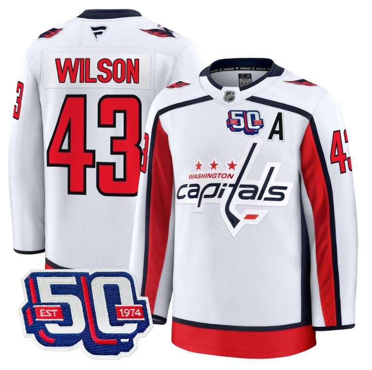 Men Tom Wilson Jersey #43 Washington Capitals 50th Anniversary Stitched White