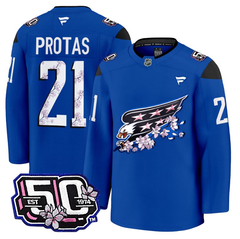 Men Aliaksei Protas Jersey #21 Washington Capitals 50th Stitched Cherry Blossom