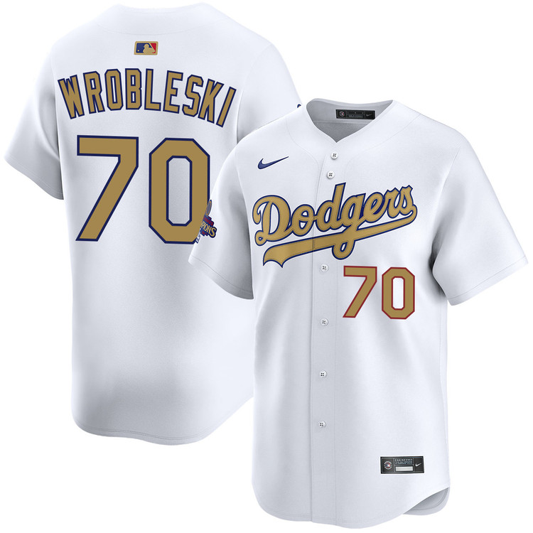 Justin Wrobleski Los Angeles Dodgers Home 2025 Gold Collection Limited Jersey