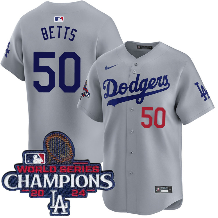 Mookie Betts Los Angeles Dodgers Alternate Road Limited World Series Champions Jersey