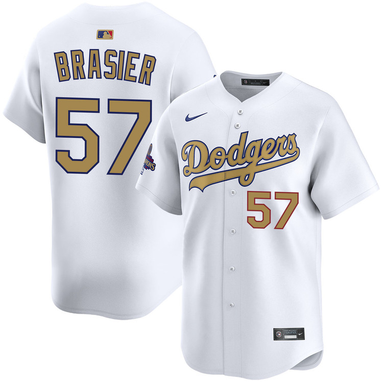 Ryan Brasier Los Angeles Dodgers Home 2025 Gold Collection Limited Jersey