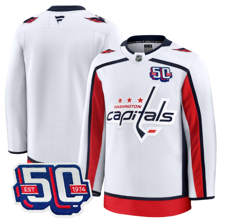 Men Team Jersey Washington Capitals 50th Anniversary Premium Stitched White