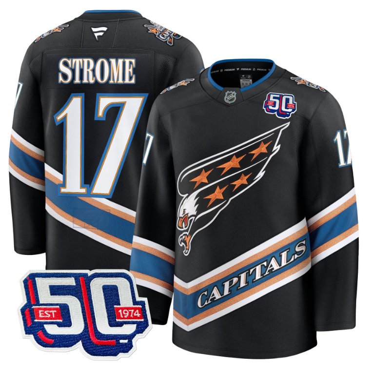 Men Dylan Strome Jersey #17 Washington Capitals 50th Stitched Screaming Eagle