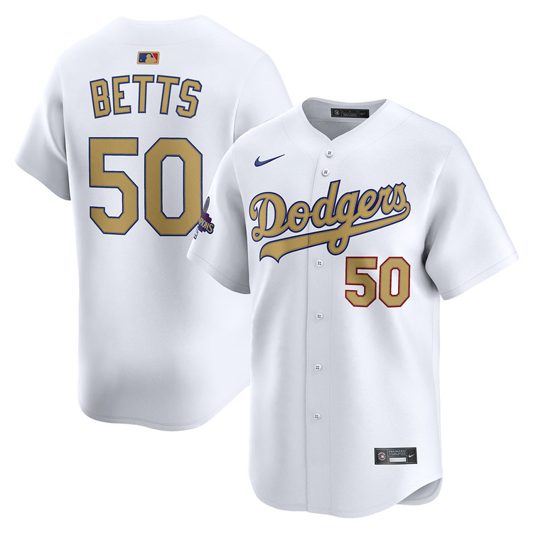 Mookie Betts Los Angeles Dodgers Home 2025 Gold Collection Limited Jersey