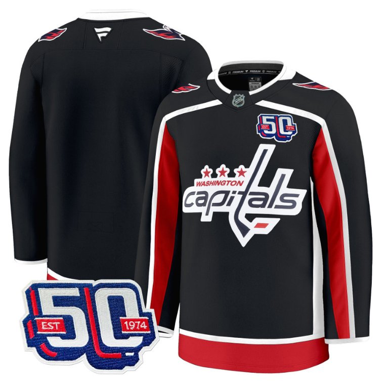 Men Team Jersey Washington Capitals 50th Anniversary Stitched Black