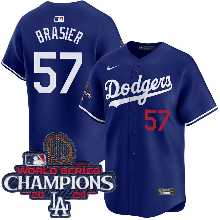 Ryan Brasier Los Angeles Dodgers Alternate Royal Limited World Series Champions Jersey