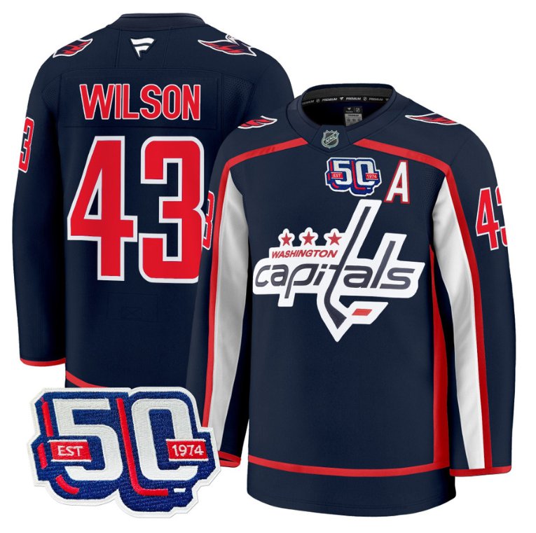 Men Tom Wilson Jersey #43 Washington Capitals 50th Anniversary Stitched Navy