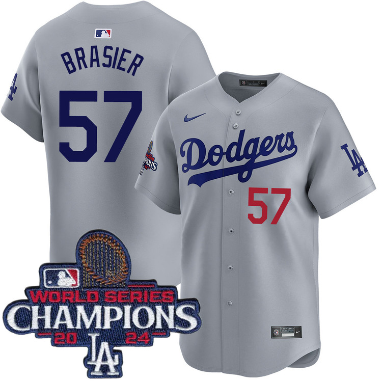Ryan Brasier Los Angeles Dodgers Alternate Road Limited World Series Champions Jersey