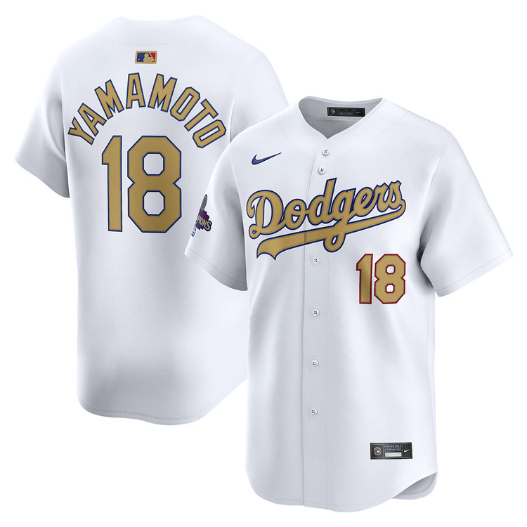 Yoshinobu Yamamoto Los Angeles Dodgers Home 2025 Gold Collection Limited Jersey