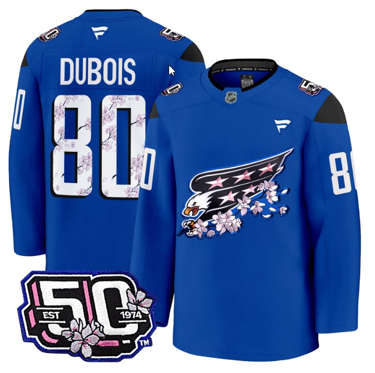 Men Pierre Dubois Jersey #80 Washington Capitals 50th Stitched Cherry Blossom