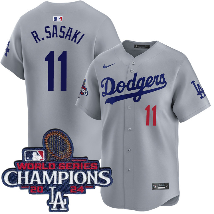 Roki Sasaki Los Angeles Dodgers Alternate Road Limited World Series Champions Jersey