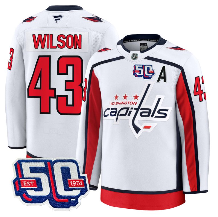 Men Tom Wilson Jersey #43 Washington Capitals 50th Anniversary White