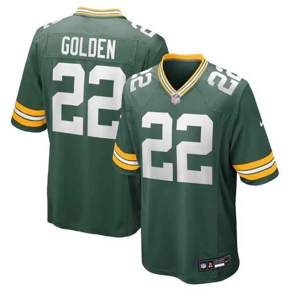 Green Bay Packers Matthew Golden Green 2025 NFL Draft First Round Pick Game Jersey