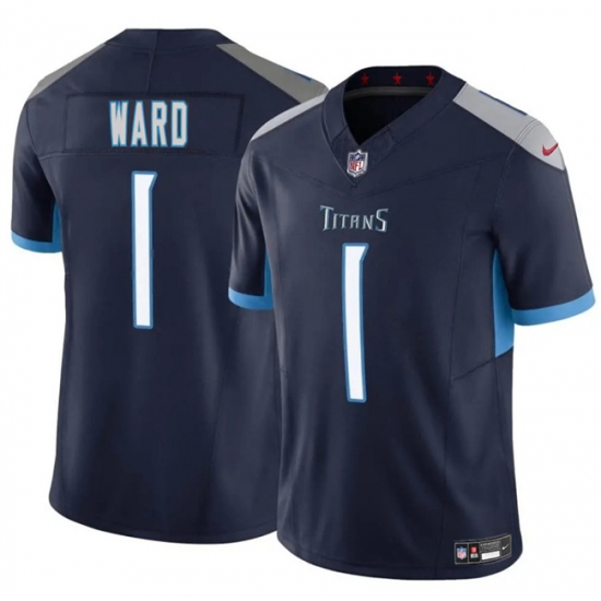 Tennessee Titans 1 Cameron Ward Navy 2025 Draft F U S E Vapor Limited Stitched Football Jersey